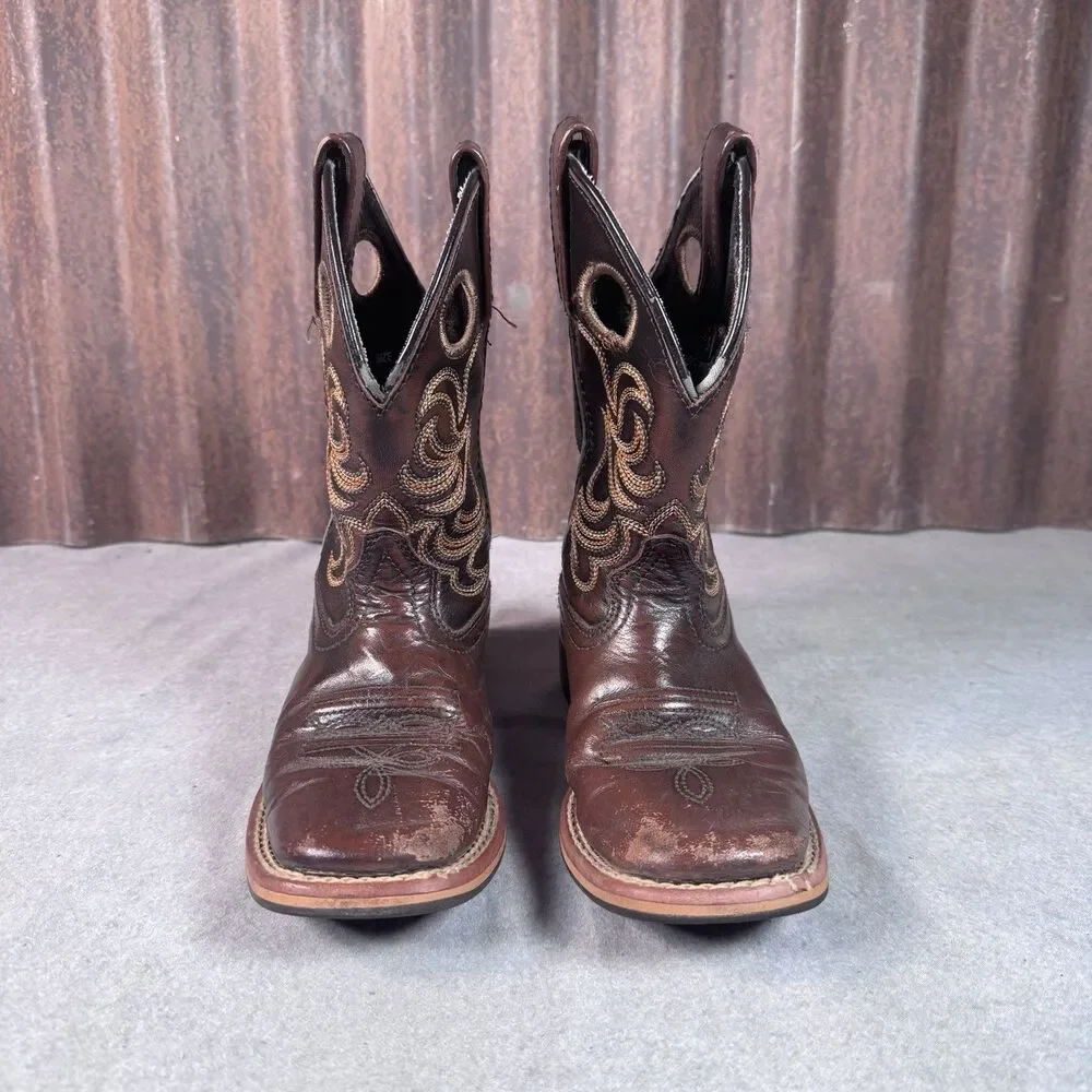 Kids Smoky Mountain Landry Cowboy Boots Brown Square Toe Size 12 R  Preowned